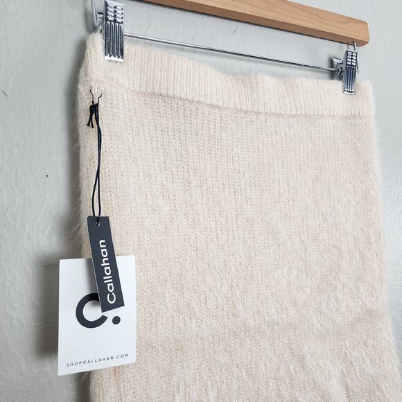 Callahan Revolve Genny Fuzzy Eyelash Knit Midi Skirt Cream White XS Cozy - Picture 6 of 16